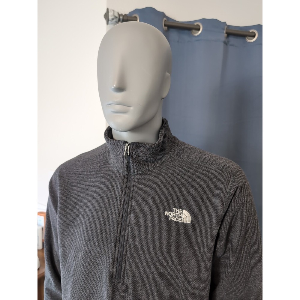The North Face Textured‎ Cap Rock 1/4 Zip Pullover Mens Large Gray Fleece